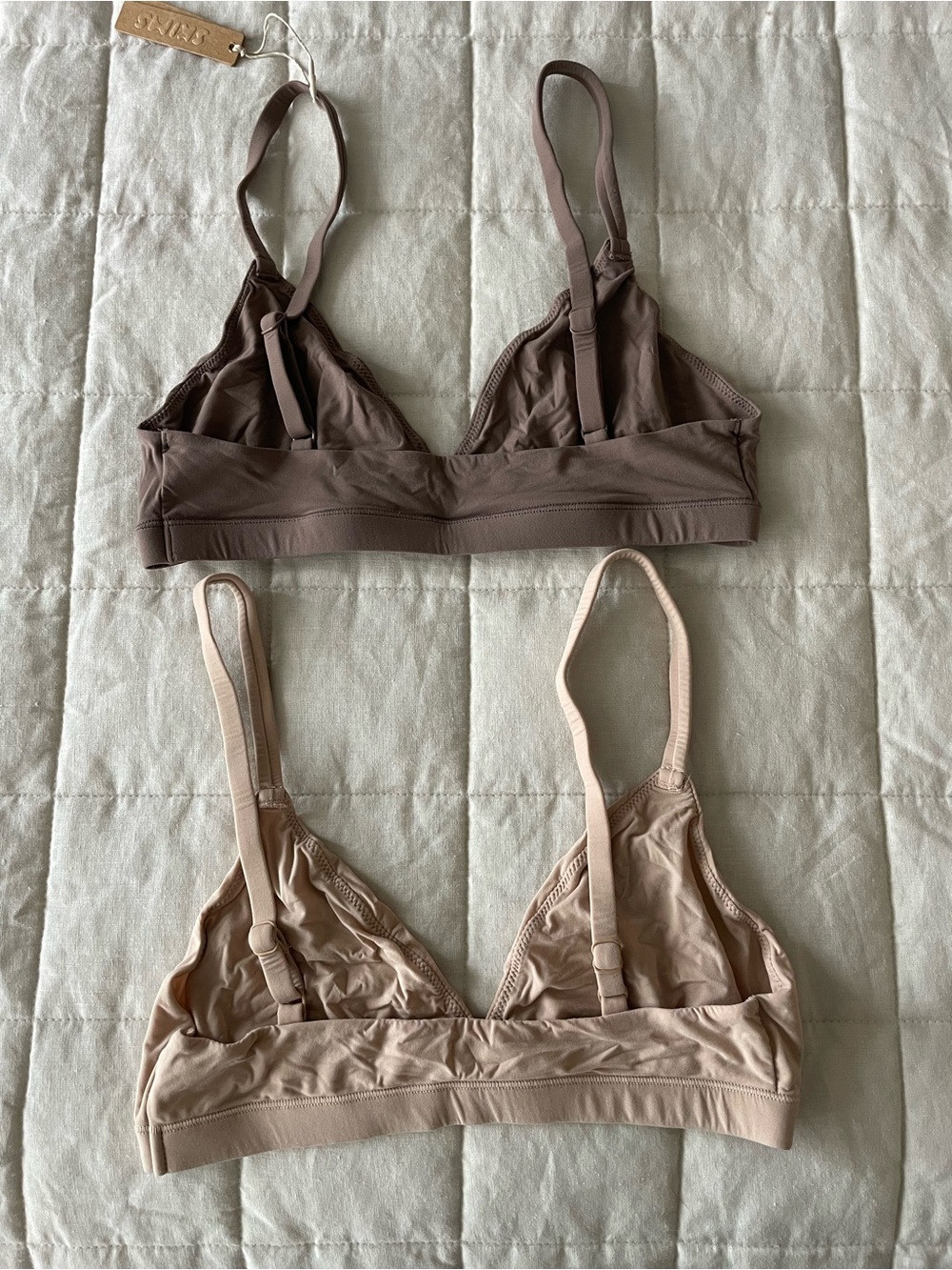 Skims Fits Everybody Triangle Bralette in Umber and Clay S NWT - Picture 2 of 6
